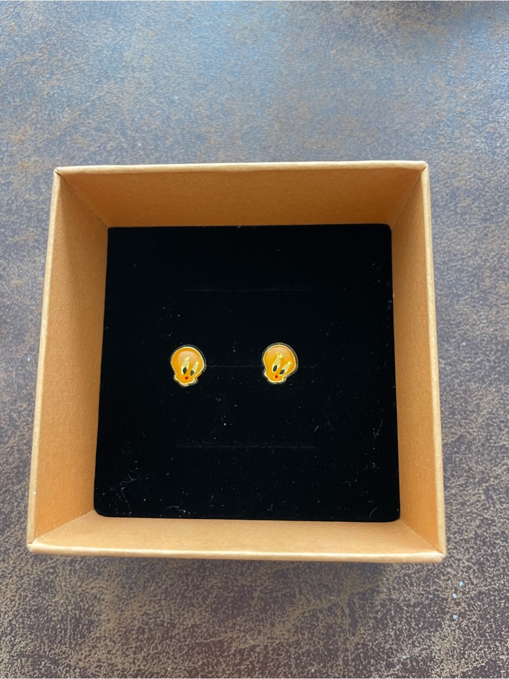 Kids Yellow Cartoon Bird Stud Earrings - Cute Character Posts